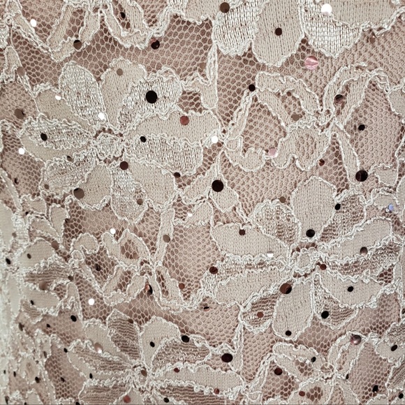 Connected Apparel Women’s Pink Sequin Floral Lace Overly Dress Size 6 / Small - Picture 7 of 10